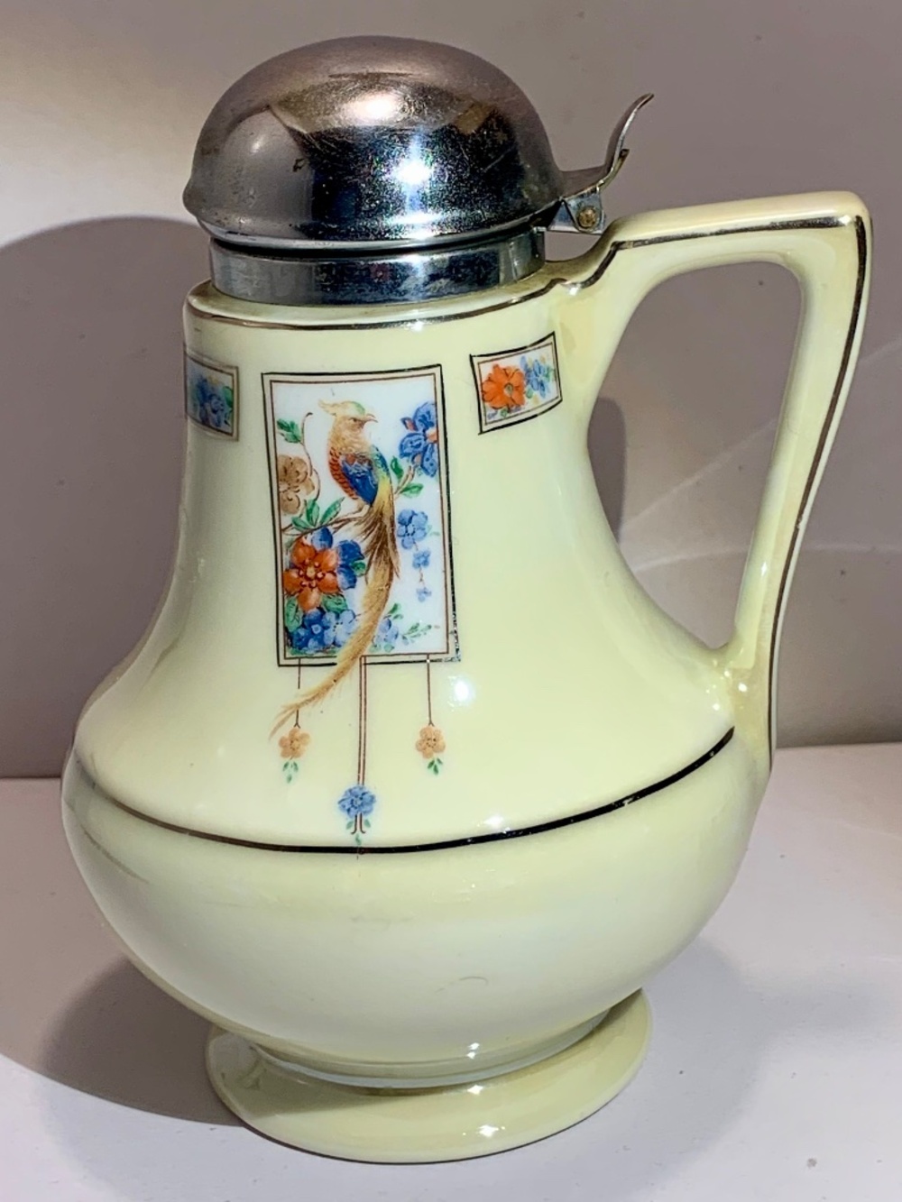 Vintage Royalite Faunfelder Royal Bird Of Paradise Chinaware Syrup Pourer